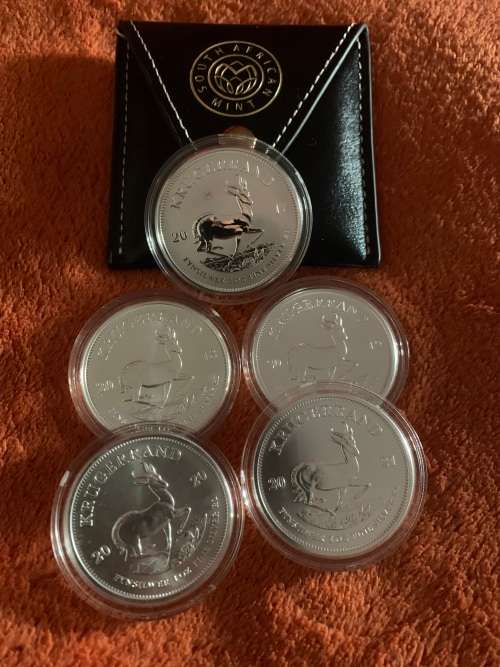 Silver 1oz Krugerrands set from 2017 to 2021